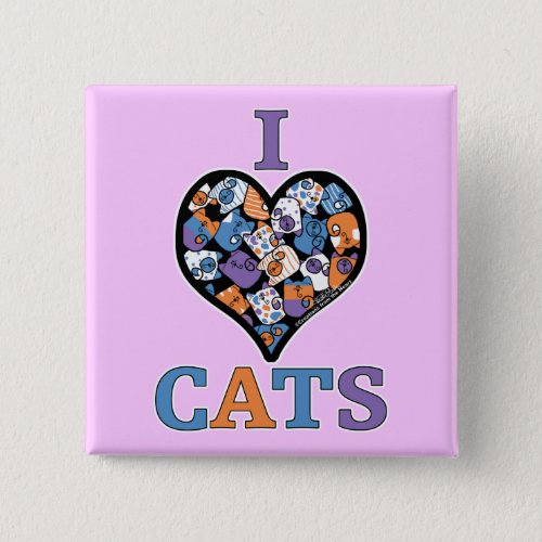 I Love Cats _ Collage Heart Pinback Button