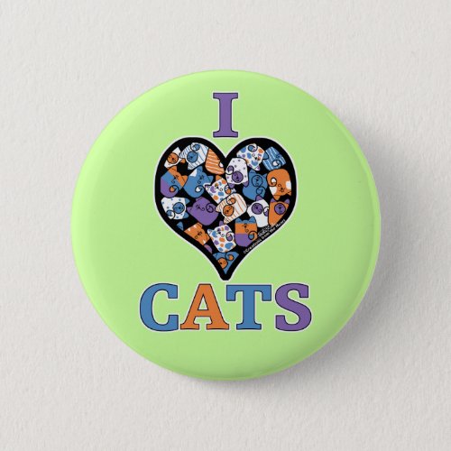 I Love Cats _ Collage Heart Pinback Button