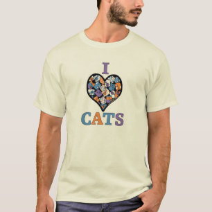 I Love Cats - Collage Heart T-Shirt