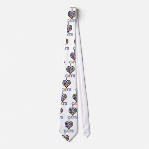 I Love Cats - Collage Heart Tie