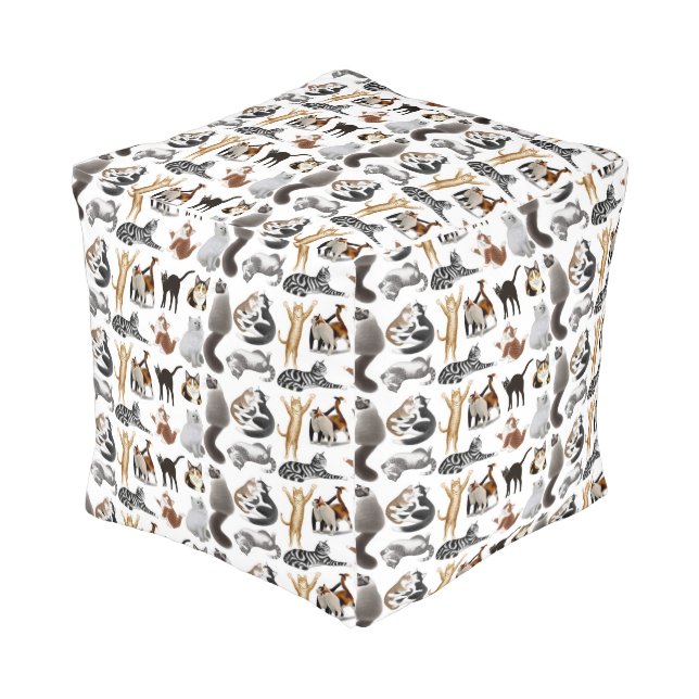 I Love Cats Cubed Pouf (Angled Front)