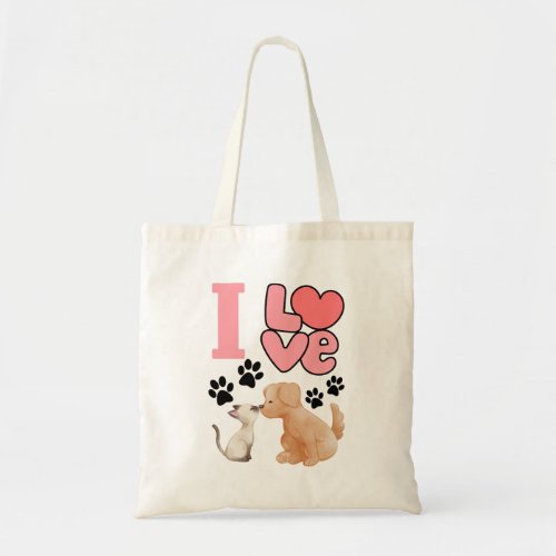 i love cats dogs tote bag