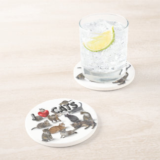 I love Cats Drink Coaster