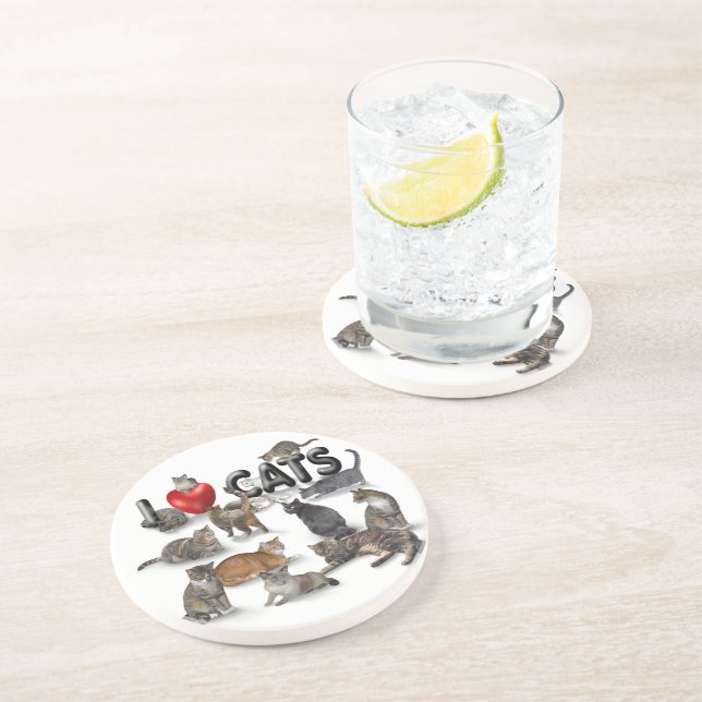 I love Cats Drink Coaster (Side)