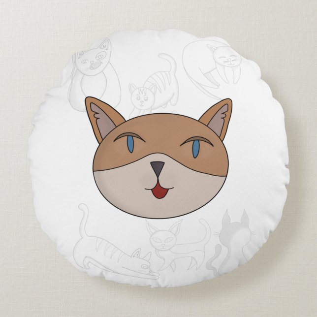 I love cats duvet cover round pillow (Front)