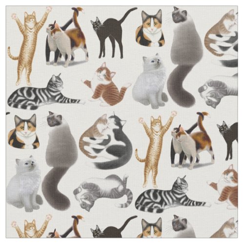 I Love Cats Feline Fabric