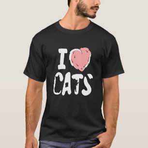 I Love Cats Fluffy Furry Heart Pet Feline Cat T-Shirt