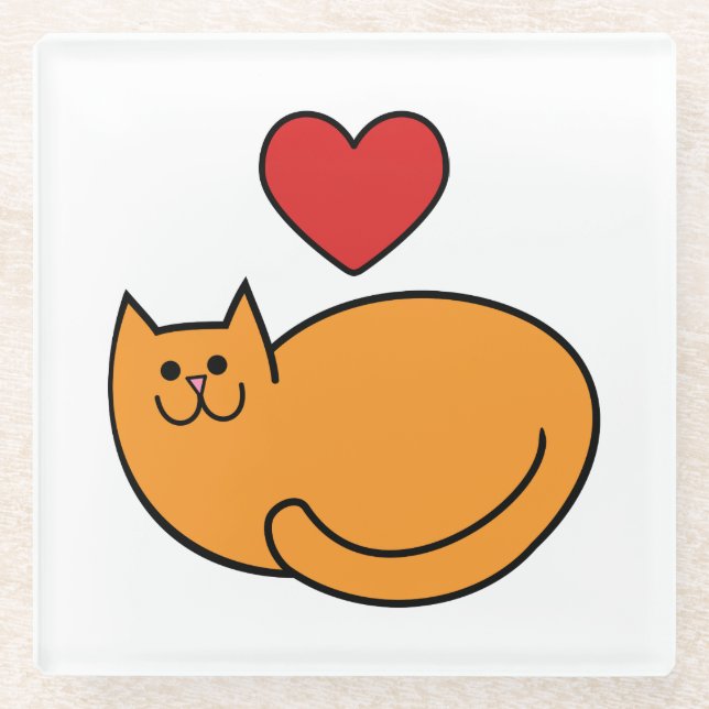 I love cats glass coaster (Front)