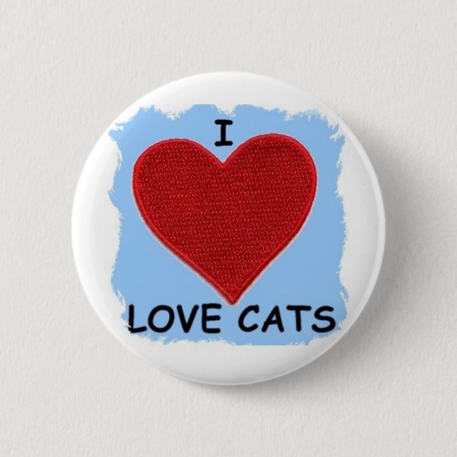 I LOVE CATS ......HEART PATCH PINBACK BUTTON (Front)