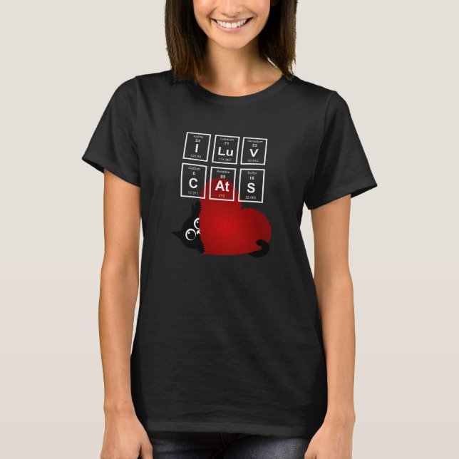 I Love Cats, I Love Cats Periodically, Heart Cat T-Shirt (Front)