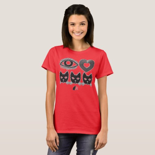 I Love Cats Icons T_Shirt