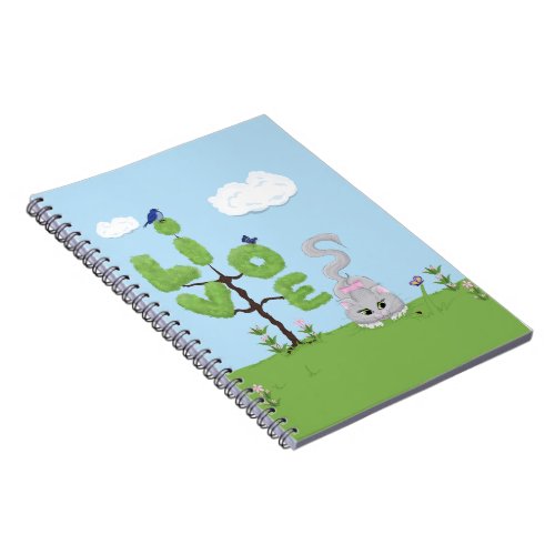 I Love Cats Illustration Art of Grey girl Cat Notebook