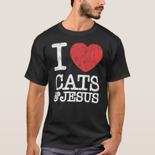 I Love Cats  Jesus Vintage Christian Cat Lover Gi T_Shirt