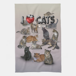 I Love Cats Kitchen Towel