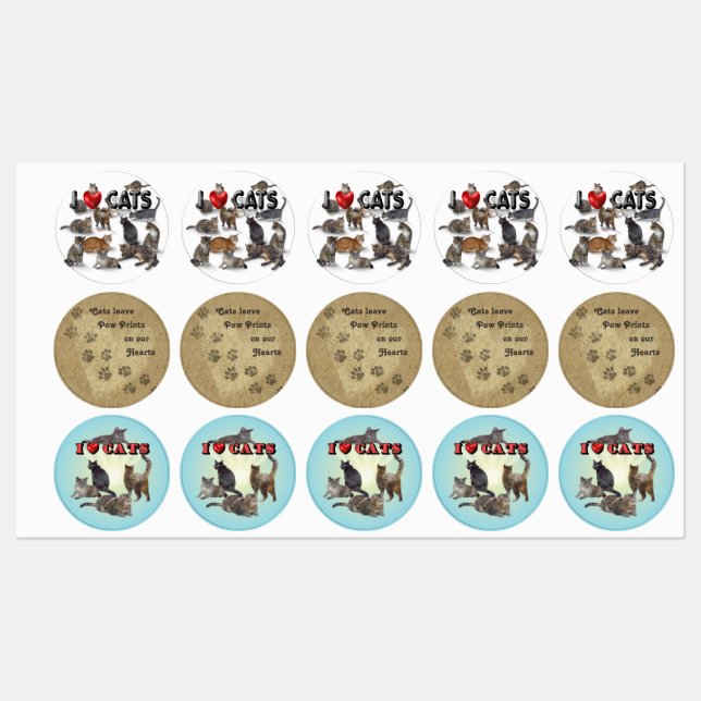 I Love Cats Labels (Sheet)