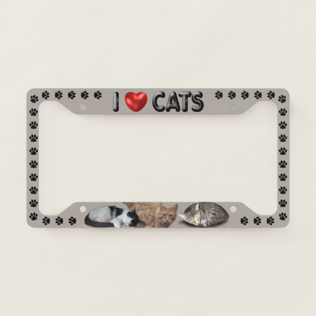 I love Cats License Plate Frame (Front)