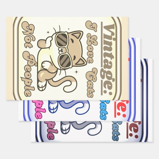 I Love Cats,Not People  Wrapping Paper Sheets (Set)