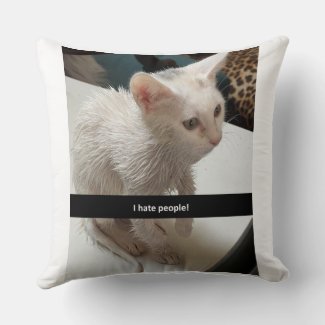 I Love Cats Pillow. I Hate People Cat Pillow. Throw Pillow