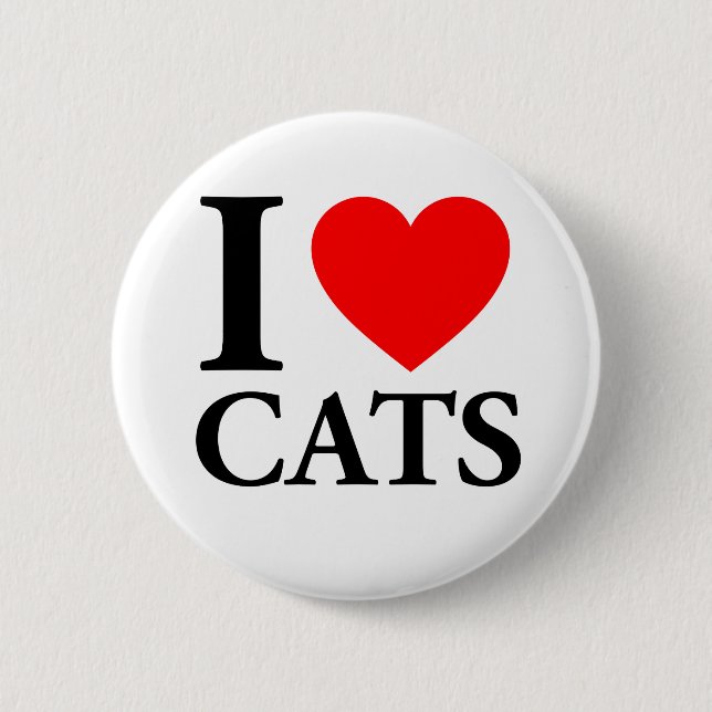 I Love Cats Pinback Button (Front)