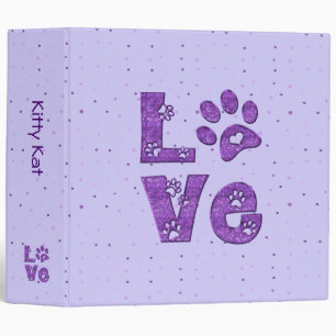 I love cats - purple 3 ring binder