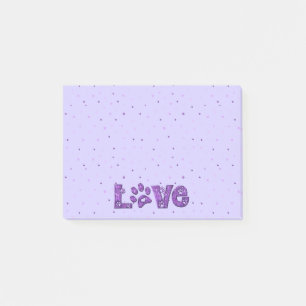 I love cats - purple glitter - post-it notes