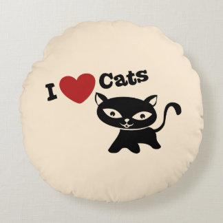 I love cats round pillow