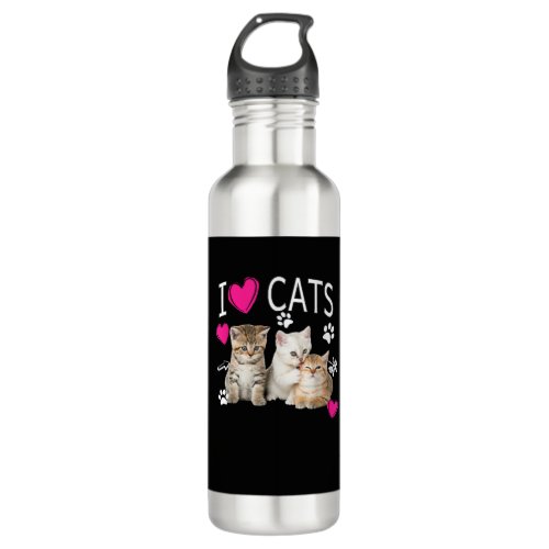 I Love Cats Shirt _ Cat lover _ I love Kittens Gif Stainless Steel Water Bottle