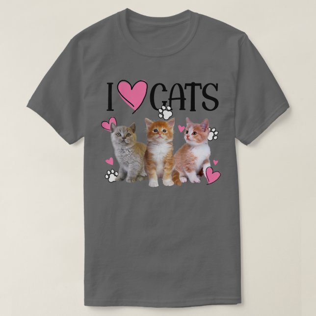 I Love Cats Shirt  Cat lover Tee - I love Kittens  (Design Front)