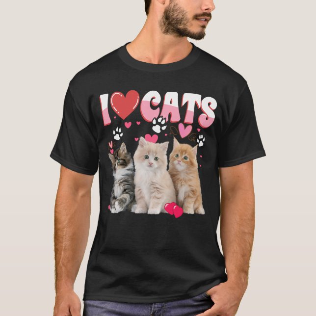 I Love Cats Shirt  Cat lover Tee - I love Kittens (Front)