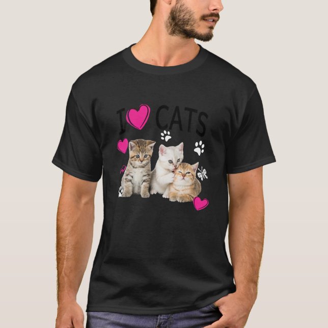 I Love Cats Shirt Cat lover Tee I love Kittens T s (Front)