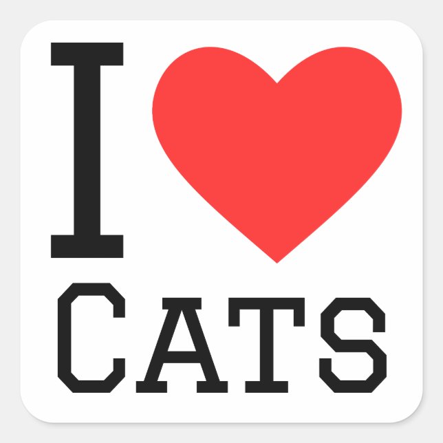I love cats  square sticker (Front)
