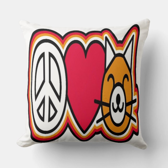 I Love Cats Throw Pillow (Front)