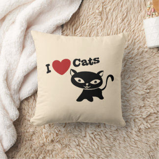 I love cats throw pillow