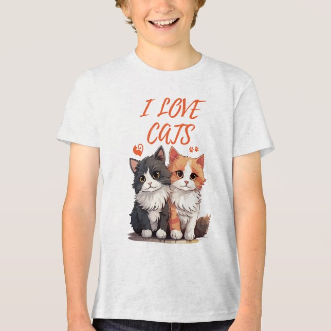 I LOVE CATS Tri-Blend SHIRT (Front)