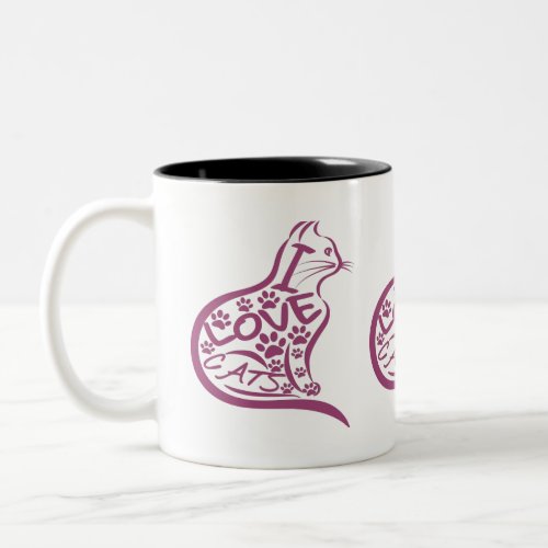 I love cats Two_Tone coffee mug