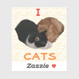 I Love Cats with Cat Heart Sticker