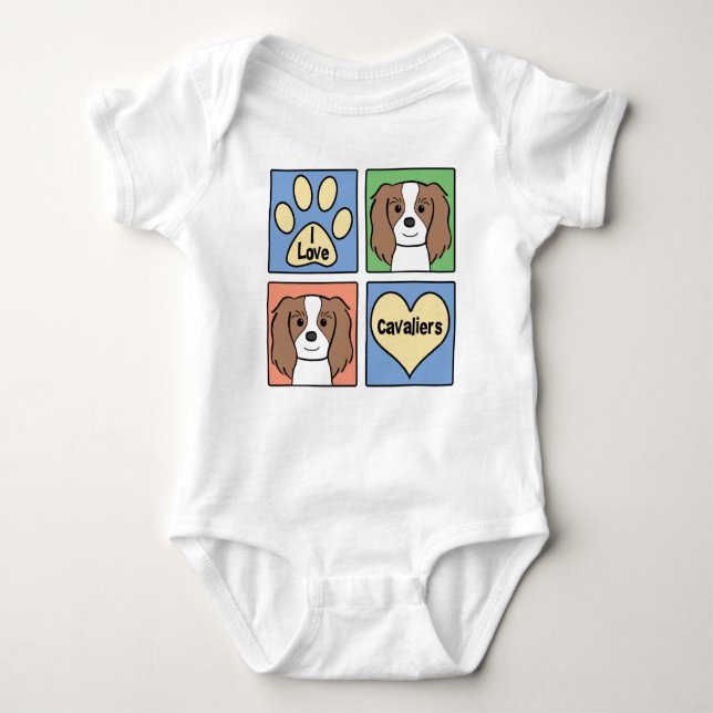 I Love Cavalier King Charles Spaniels Baby Bodysuit (Front)