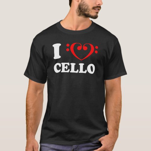 I Love Cello Bass Clef T_Shirt