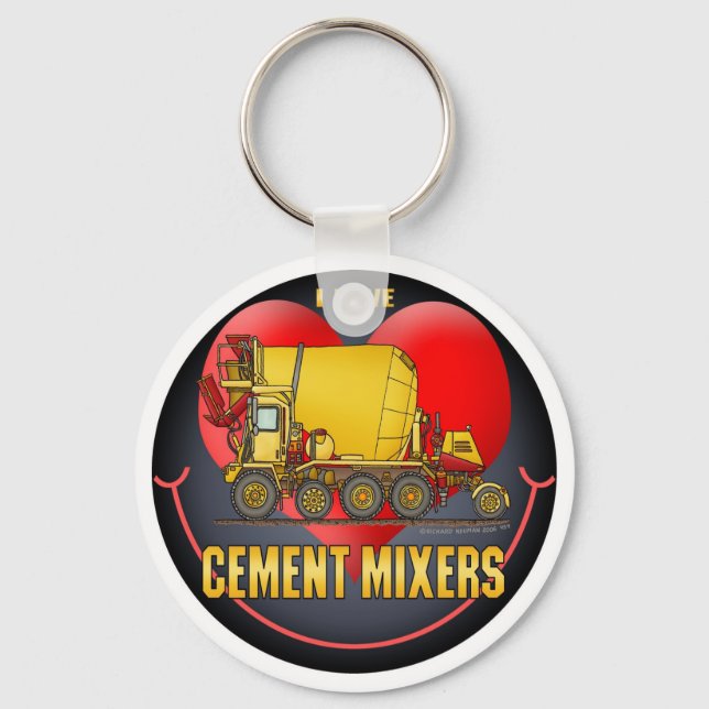 I Love Cement Mixer Trucks Key Chain (Front)