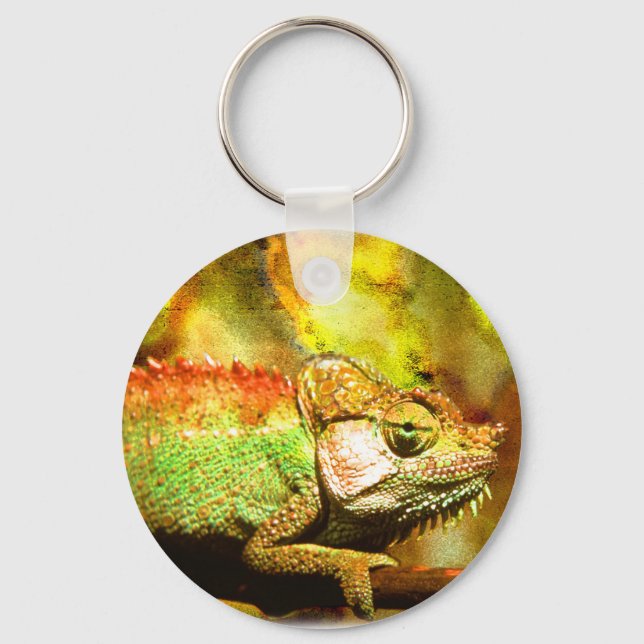i love chameleons Digital art Keychain (Front)