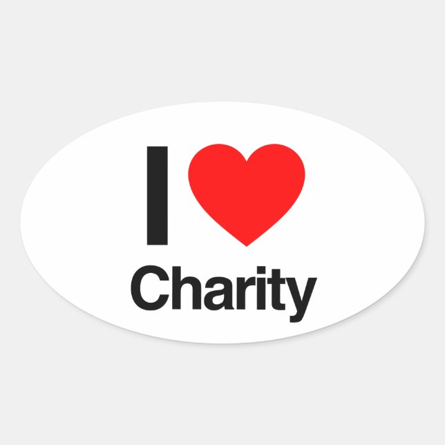 i love charity oval sticker (Front)