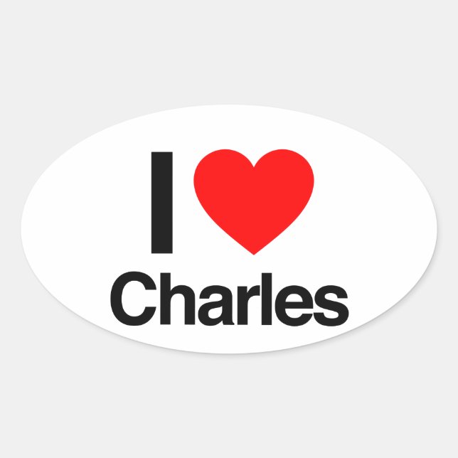 i love charles oval sticker (Front)