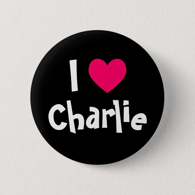 I Love Charlie Pinback Button (Front)