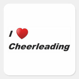I Love Cheerleading Square Sticker