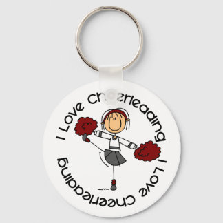 I Love Cheerleading Stick Figure Cheerleader Keychain