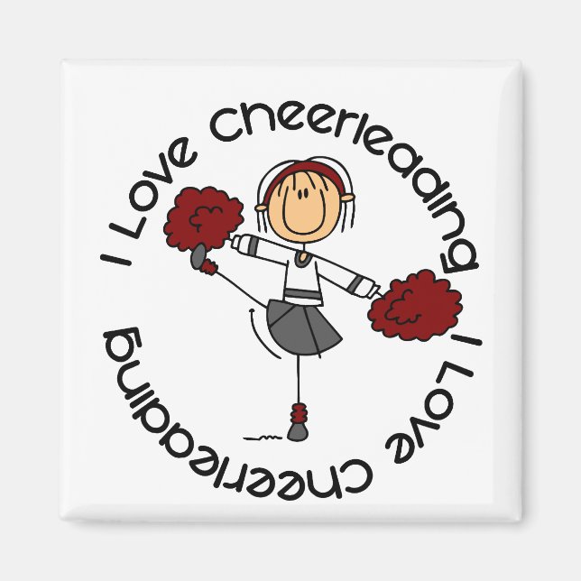 I Love Cheerleading Stick Figure Cheerleader Magnet (Front)