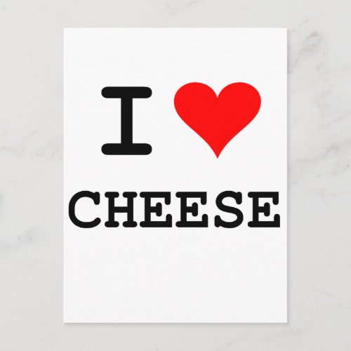 I love cheese black lettering postcard