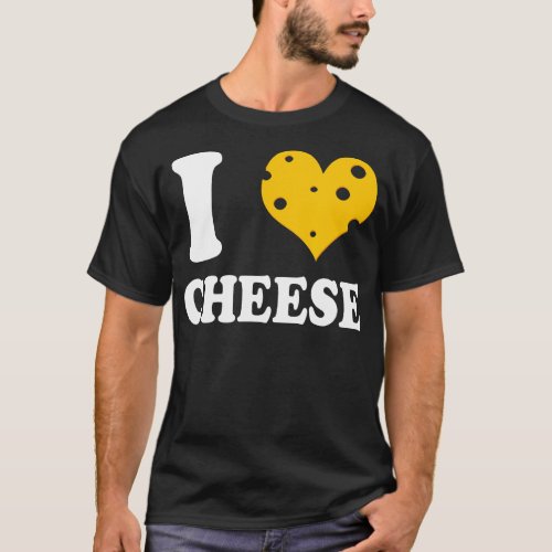 I Love Cheese  Cheese Heart Design Tee 