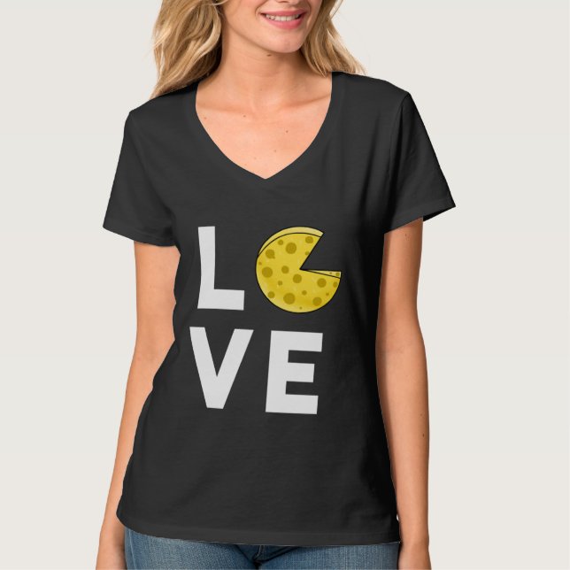 I Love Cheese  Cute  Cheese  Food T-Shirt (Front)