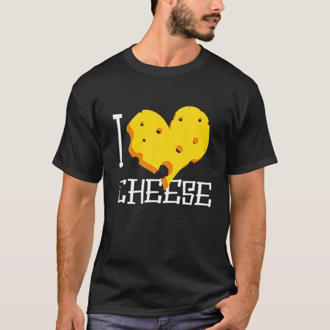 I Love Cheese Heart Yellow Cheddar Stilton Dairy F T-Shirt (Front)